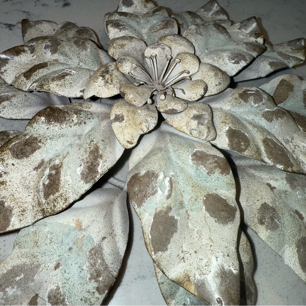 Distressed Floral Metal Wall Decor - Picture 2 of 5